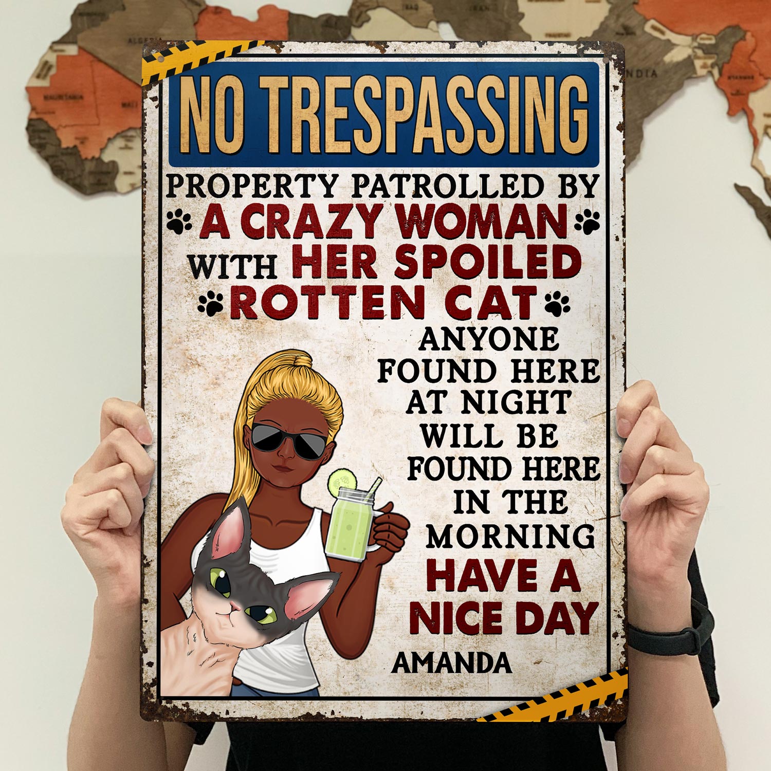 No Trespassing Property Patrolled By Crazy Woman Vertical - Home