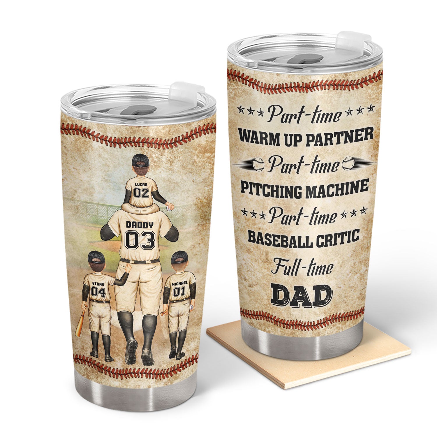 Part-time Baseball Critic Full-time Dad - Gift For Father, Baseball Fans - Personalized Custom Tumbler