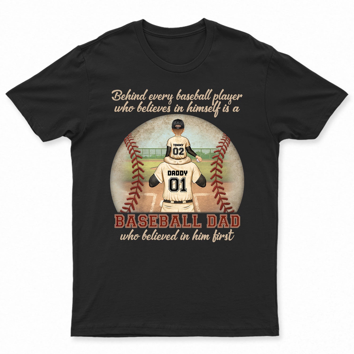 Behind Every Baseball Player - Birthday Gift For Sport Fan, Father, Grandpa - Personalized Custom T Shirt