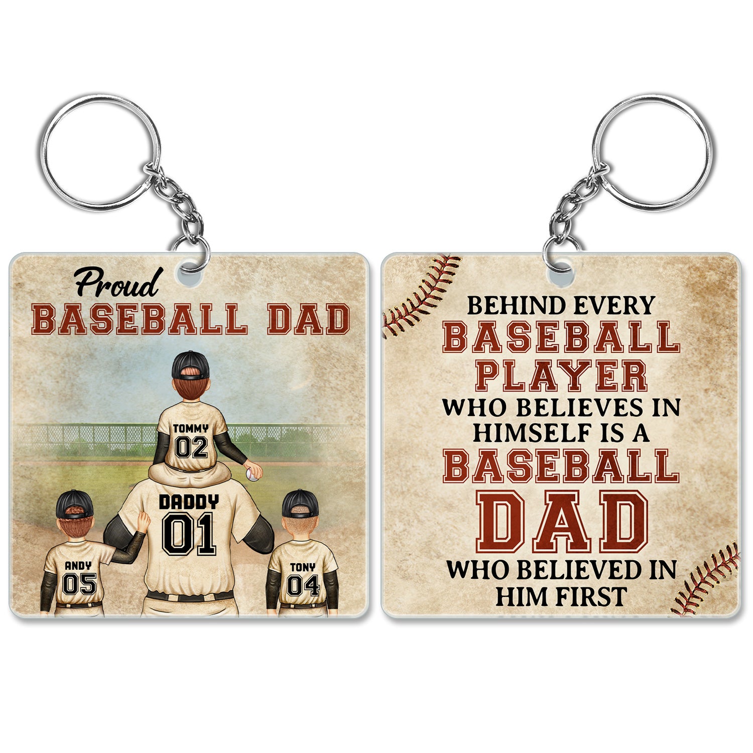 Behind Every Baseball Softball Player - Birthday Gift For Sport Fan, Father, Grandpa - Personalized Custom Acrylic Keychain
