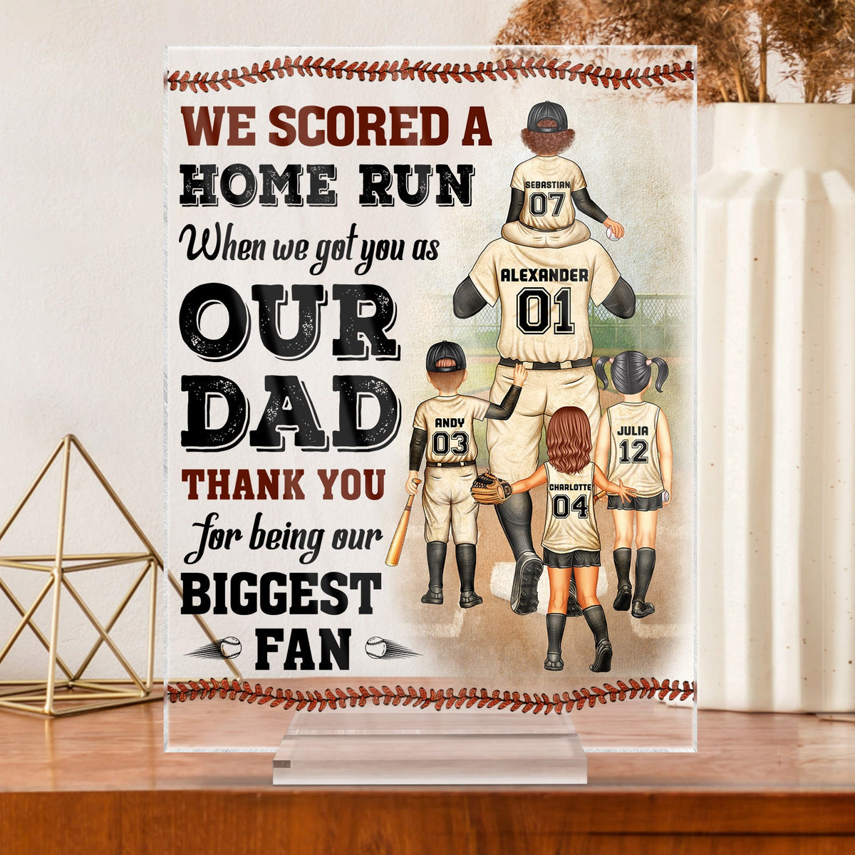 I Scored A Home Run - Birthday, Loving Gift For Baseball Fan, Dad, Father - Personalized Custom Vertical Rectangle Acrylic Plaque