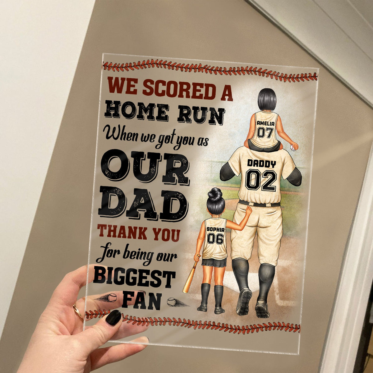 I Scored A Home Run - Birthday, Loving Gift For Baseball Fan, Dad, Father - Personalized Custom Vertical Rectangle Acrylic Plaque