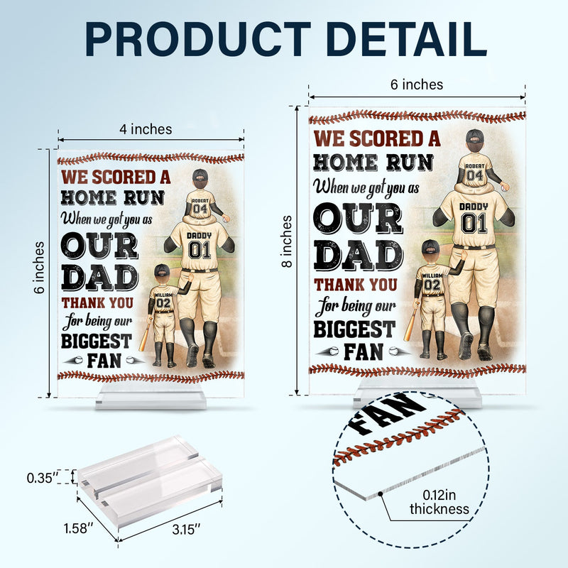 I Scored A Home Run - Birthday, Loving Gift For Baseball Fan, Dad, Father - Personalized Custom Vertical Rectangle Acrylic Plaque