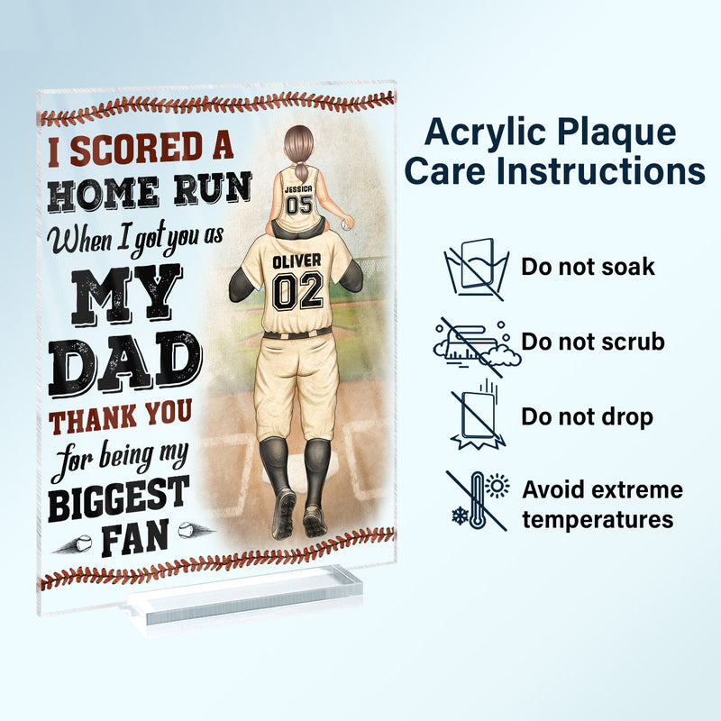 I Scored A Home Run - Birthday, Loving Gift For Baseball Fan, Dad, Father - Personalized Custom Vertical Rectangle Acrylic Plaque