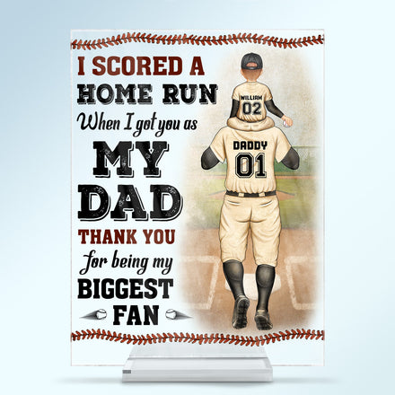 I Scored A Home Run - Birthday, Loving Gift For Baseball Fan, Dad, Father - Personalized Custom Vertical Rectangle Acrylic Plaque