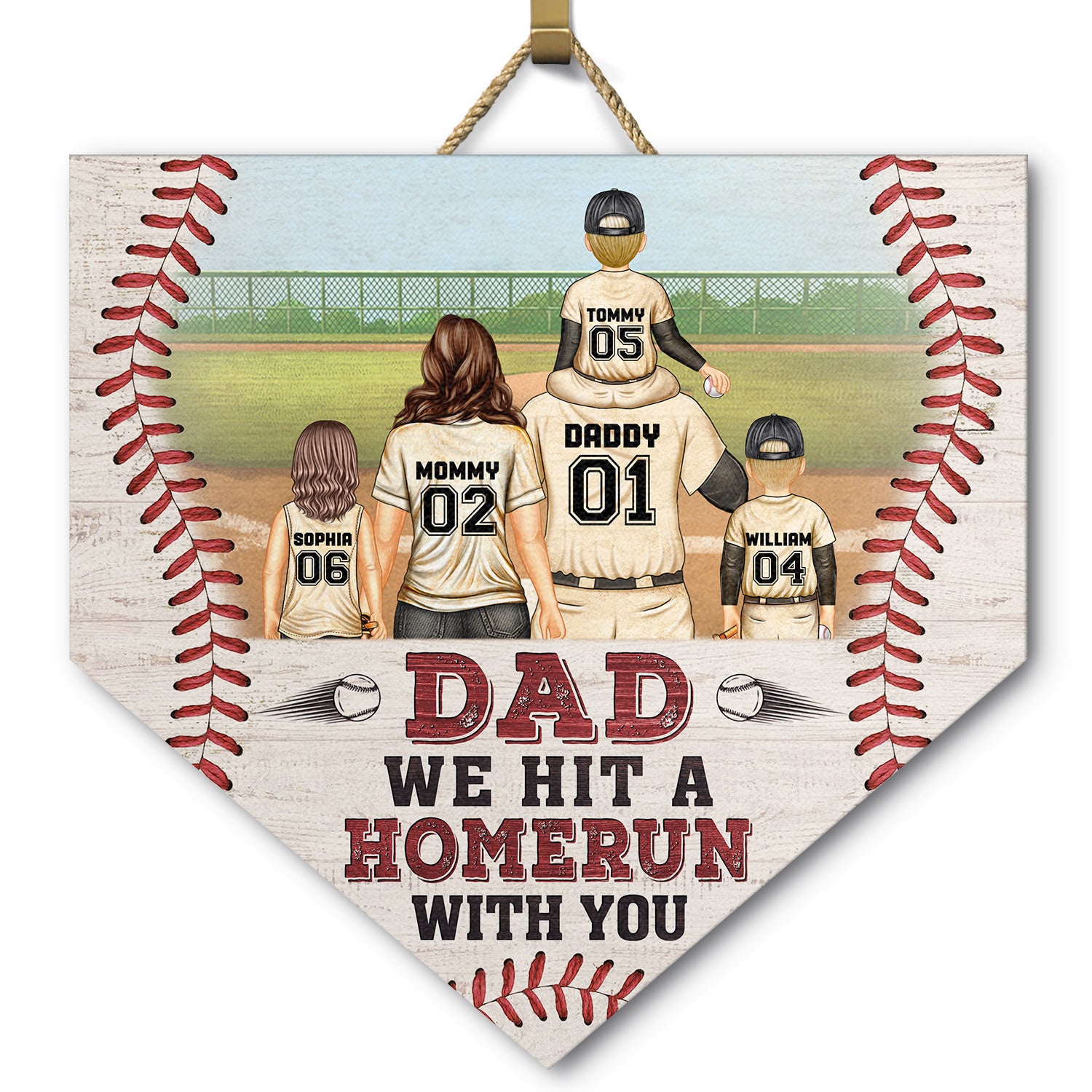 Dad We Hit A Homerun With You - Gift For Family, Father, Baseball, Softball Fans - Personalized Custom Shaped Wood Sign