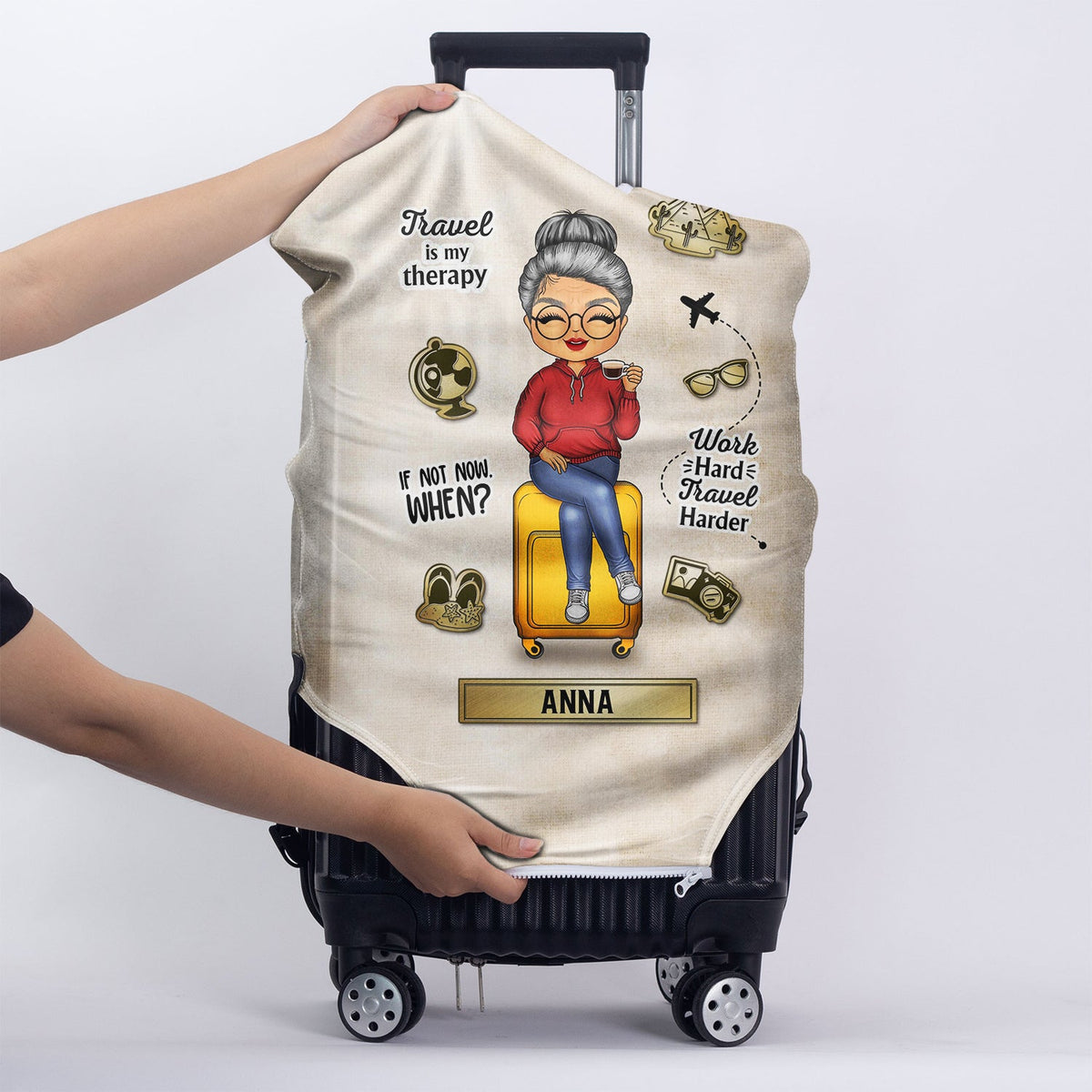 Collect Moments, Not Things - Travel Personalized Custom Luggage Cover - Holiday Vacation Gift, Gift For Adventure Travel Lovers