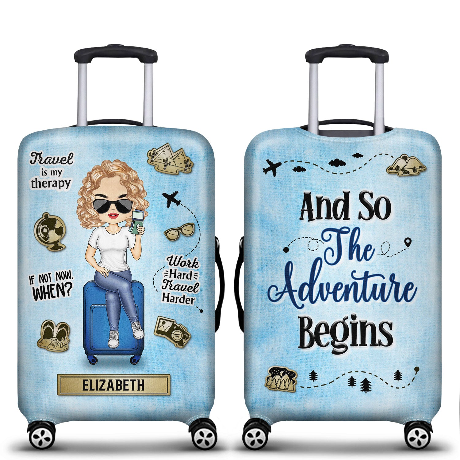 And So The Adventure Begins - Birthday Gift For Him, Her, Kid, Family, Travel, Vacation Lovers - Personalized Custom Luggage Cover