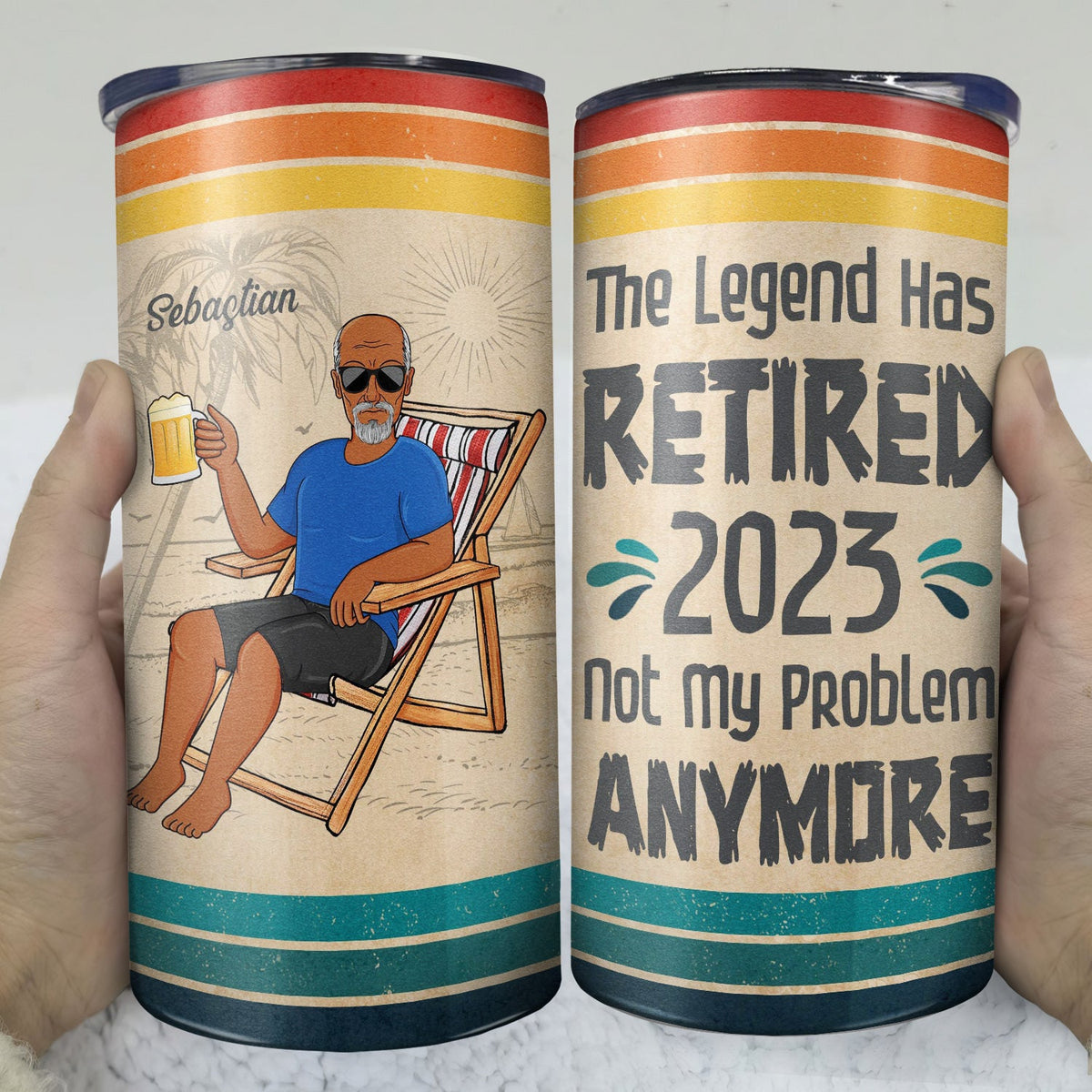 La légende a pris sa retraite, ce n'est plus mon problème. Cadeau de retraite vintage - Gobelet isotherme 4 en 1 personnalisé