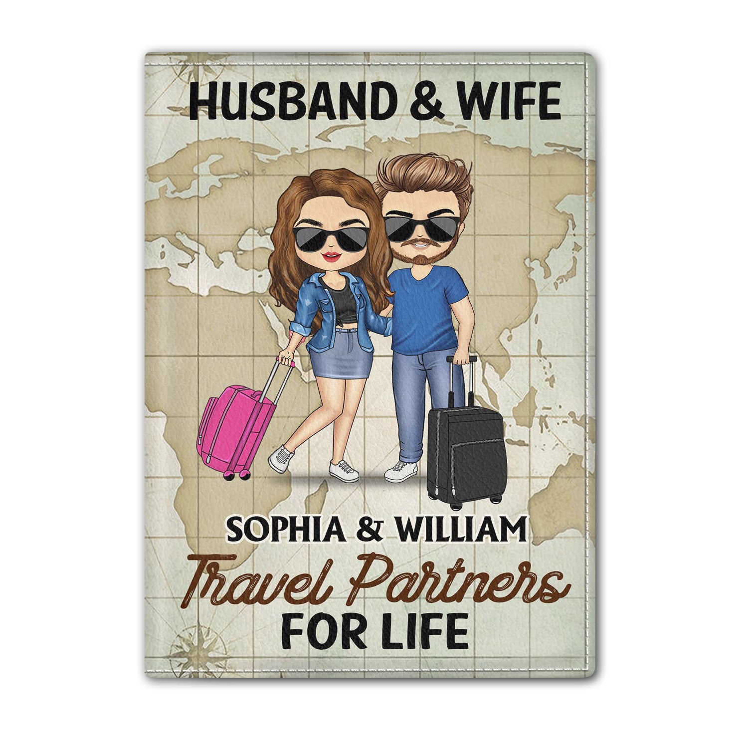 Husband & Wife Travel Partners For Life - Birthday Gift For Couple, Family, Travel, Vacation Lovers - Personalized Custom Passport Cover, Passport Holder