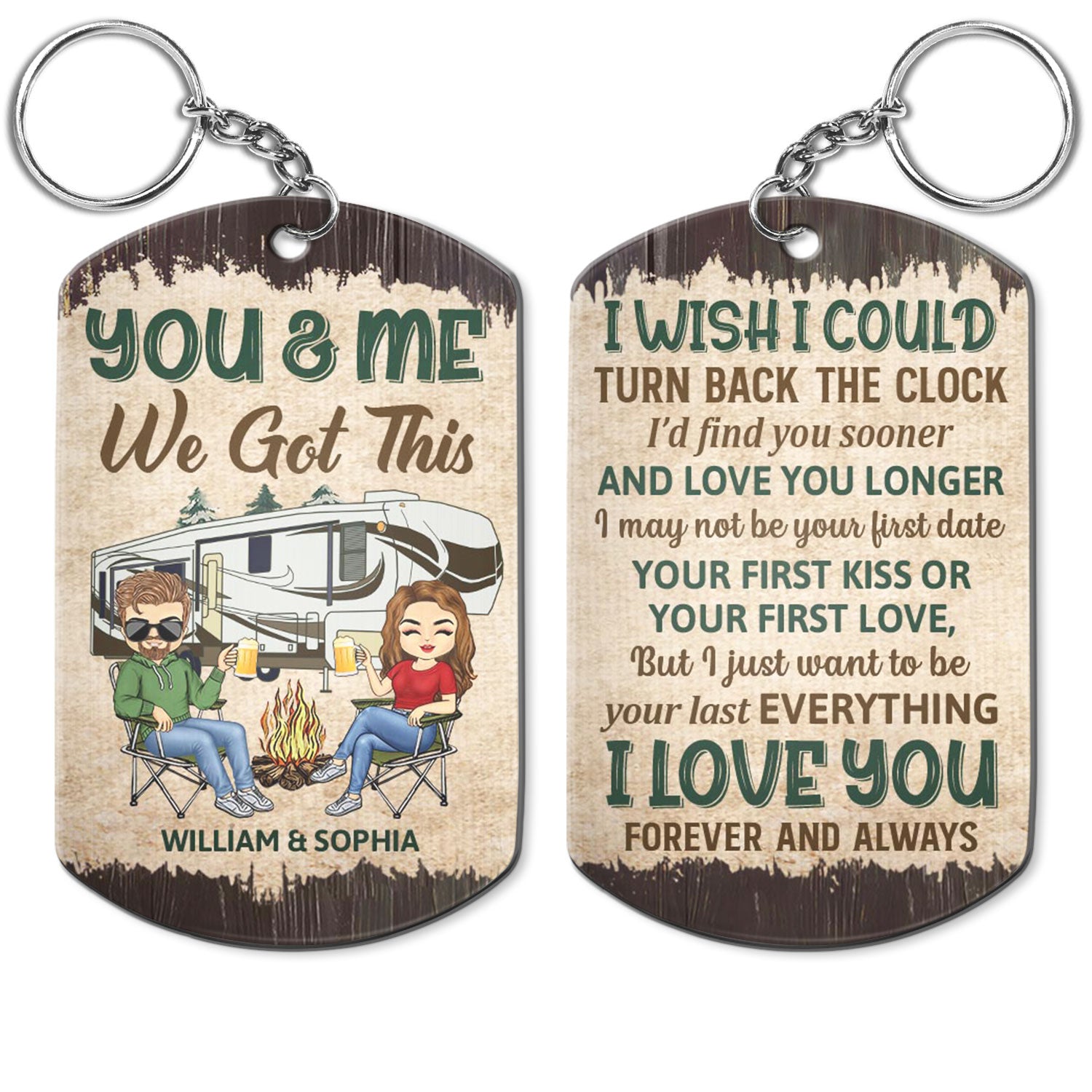 I Wish I Could Turn Back The Clock - Anniversary, Loving Gifts For Couples, Husband, Wife, Camping Lovers - Personalized Aluminum Keychain