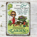 Just A Girl Standing In Front Of Her Plants Asking Them Not To Die - Birthday, Loving Gift For Yourself, Women, Garden Lovers - Personalized Custom Classic Metal Signs