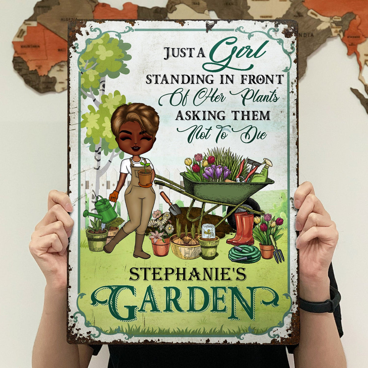 Just A Girl Standing In Front Of Her Plants Asking Them Not To Die - Birthday, Loving Gift For Yourself, Women, Garden Lovers - Personalized Custom Classic Metal Signs
