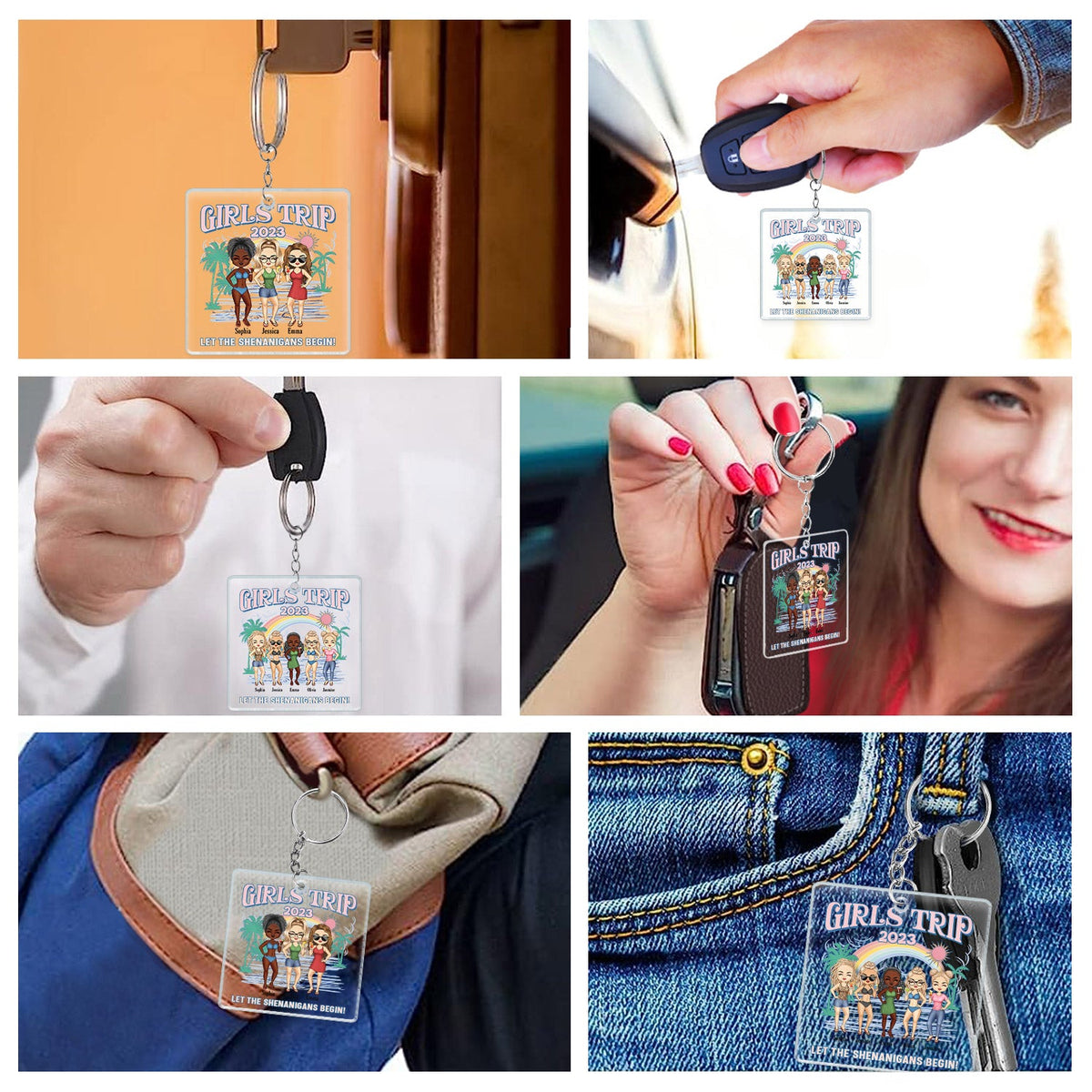 Girls Trip Let The Shenanigans Begin - Gift For Besties, Beach Lovers - Personalized Custom Acrylic Keychain