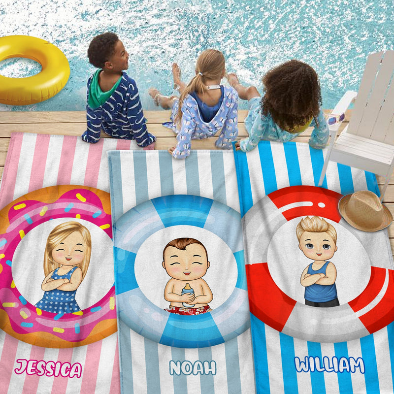 Kid Float Pool Party - Pool, Swimming, Summer, Vacation, Funny Gift For Kids - Personalized Beach Towel