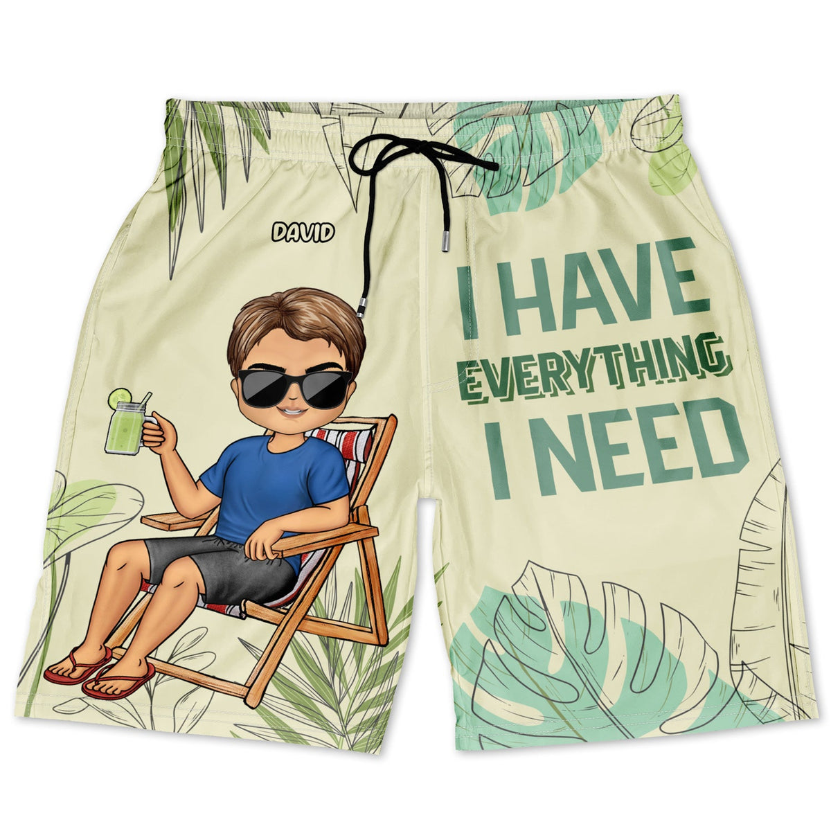 J'ai tout ce dont j'ai besoin - Cadeau pour couples, mari, femme, petit ami, petite amie - Short de plage personnalisé pour couple