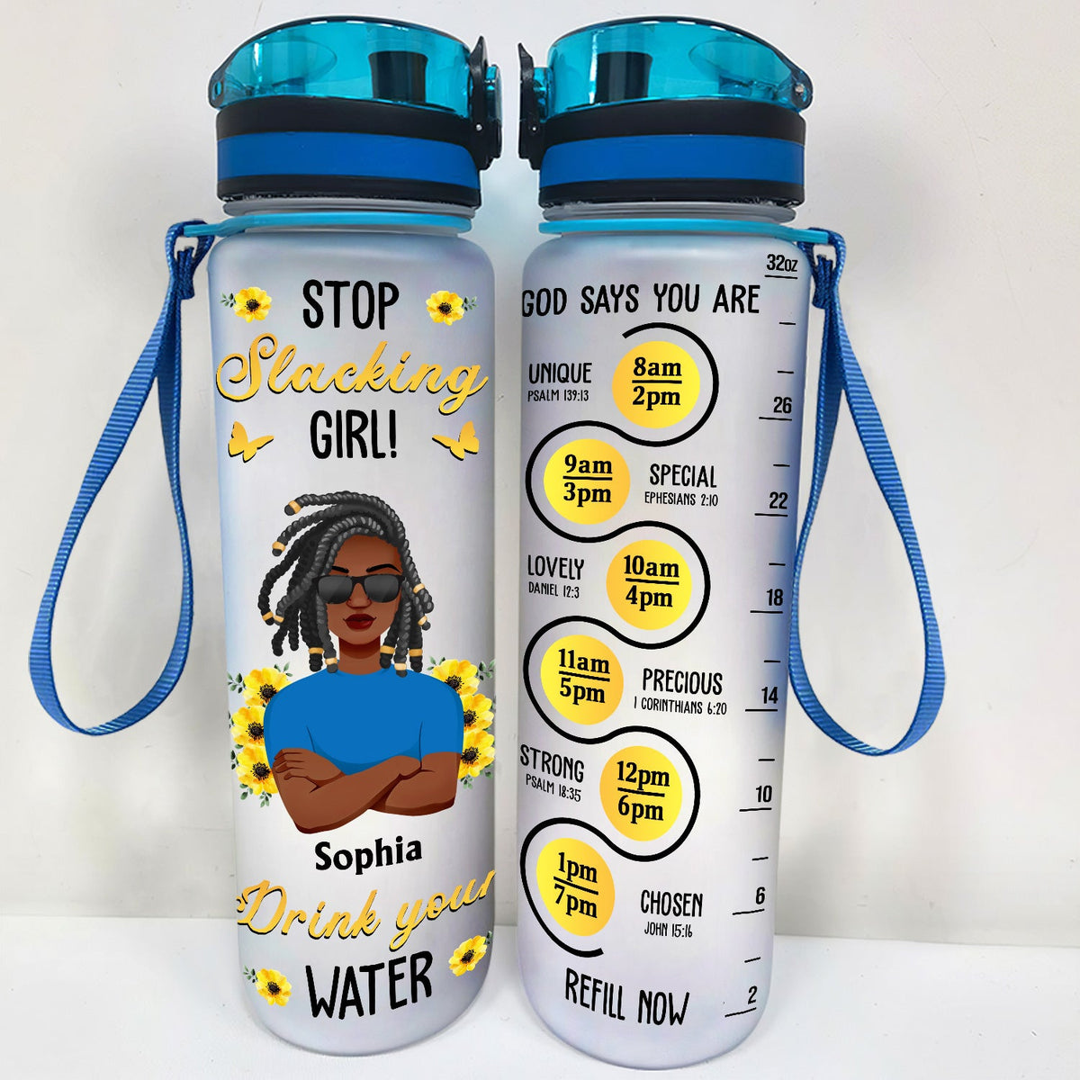 Stop Slacking Girl Drink Your Water - Birthday, Loving Gift For Besties, Sisters, Gift For Yourself, Women - Personalized Water Tracker Bottle