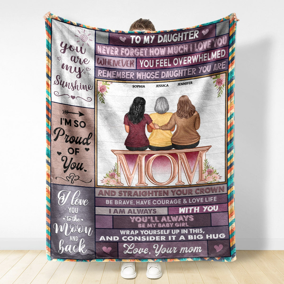 You Are My Sunshine I Love You To The Moon And Back Mother Daughter Parents - Family Gift - Personalized Fleece Blanket
