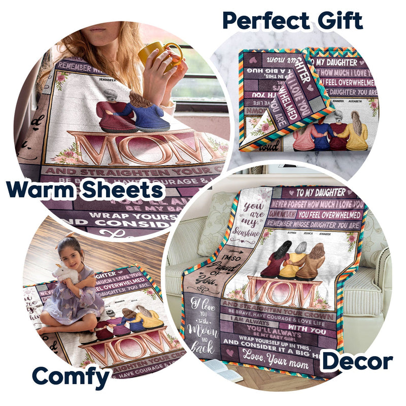 You Are My Sunshine I Love You To The Moon And Back Mother Daughter Parents - Family Gift - Personalized Fleece Blanket