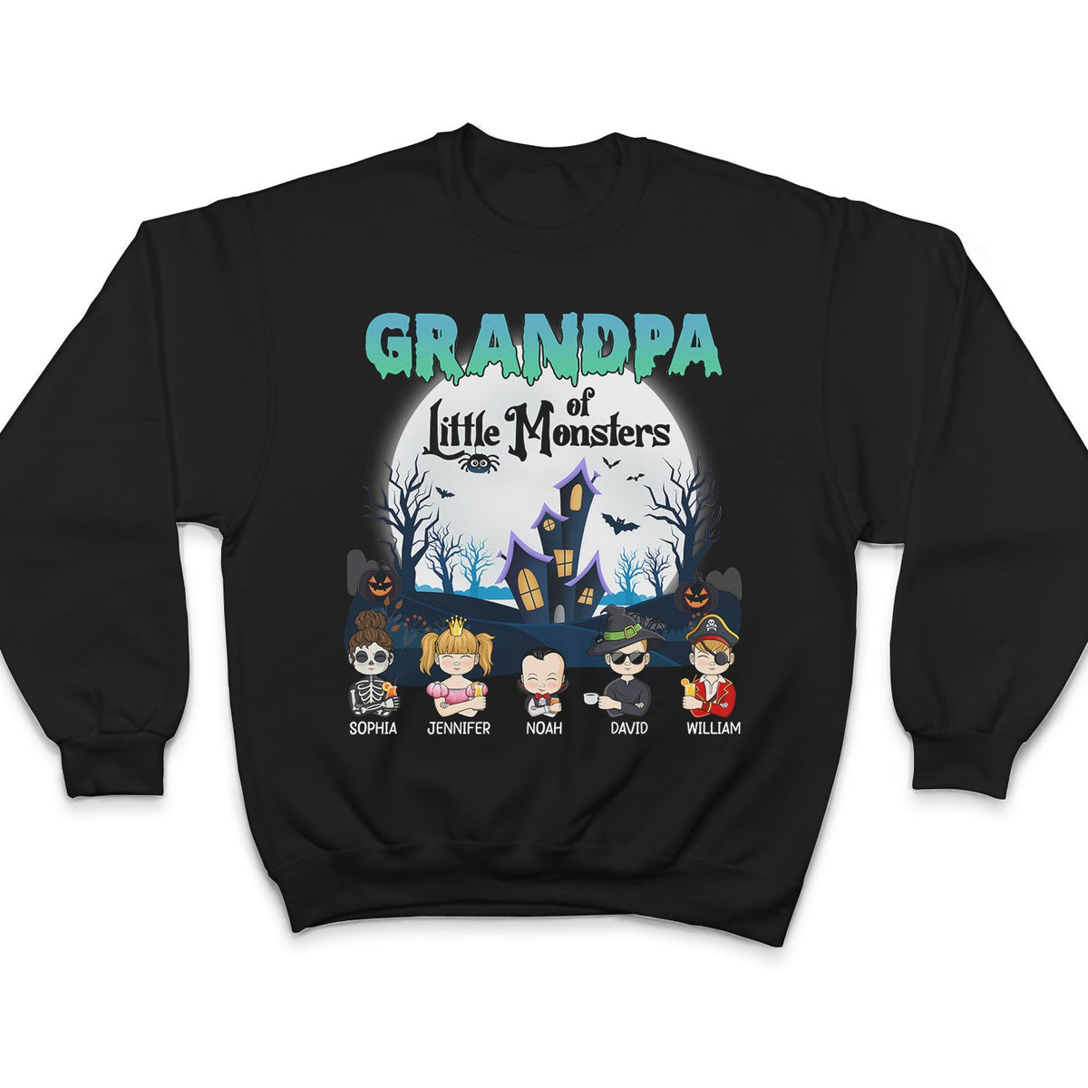 Grandma Of Little Monsters - Halloween Gift For Grandma, Grandparents, Mom, Dad, Family - Personalized T Shirt