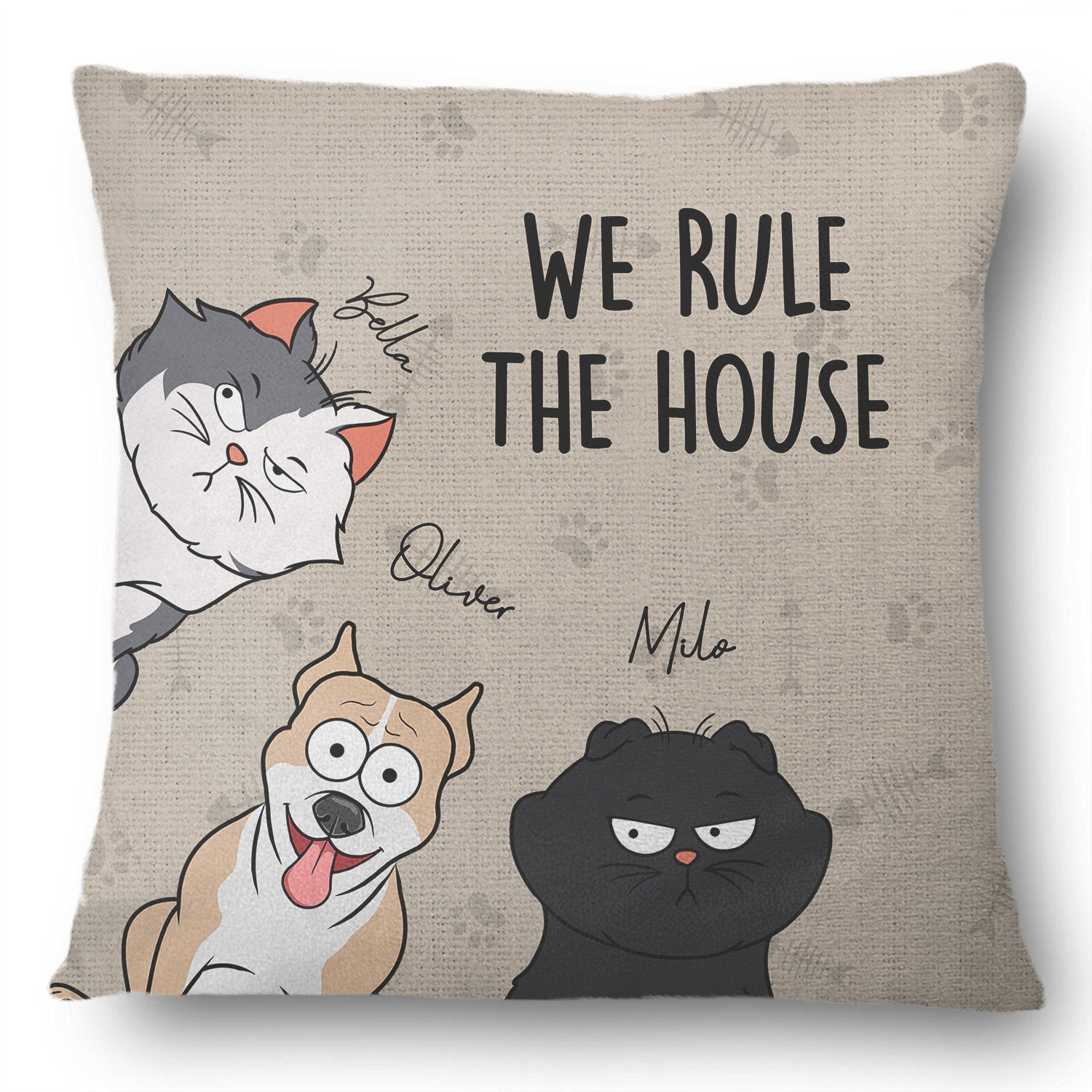 We Rule The House Dog Cat Version - Home Decor, Birthday, Funny, Housewarming Gift For Pet Lovers, Dog Lovers, Cat Lovers - Personalized Pillow