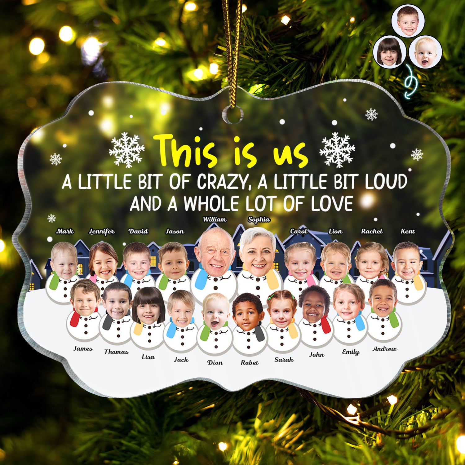 Custom Photo Lovely Grandkids Face This Is Us A Little Of Crazy - Christmas Gift For Grandparents, Parents - Personalized Medallion Acrylic Ornament