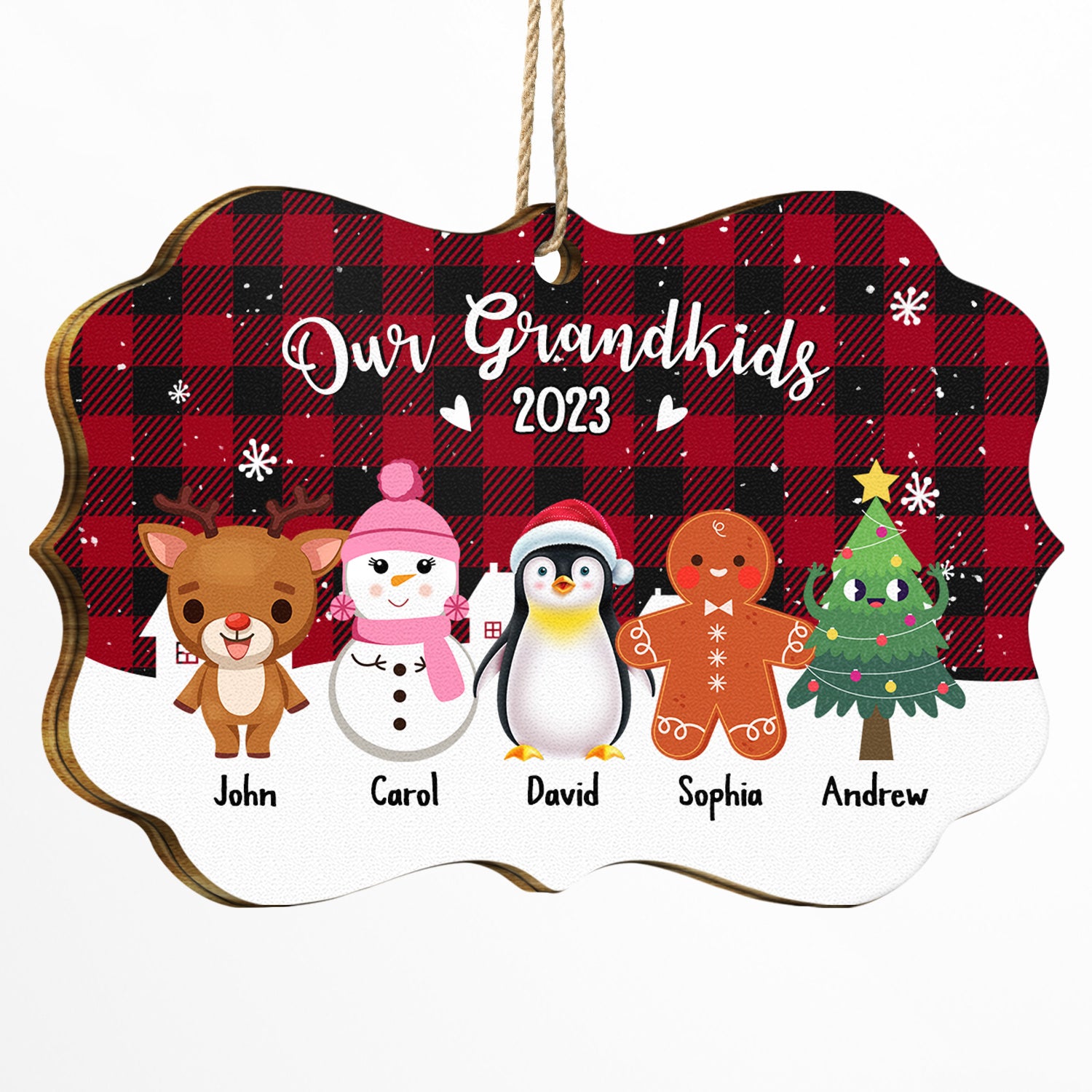 Our Grandkids - Christmas, Loving Gift For Grandparents, Grandma, Grandpa, Family - Personalized Medallion Wooden Ornament