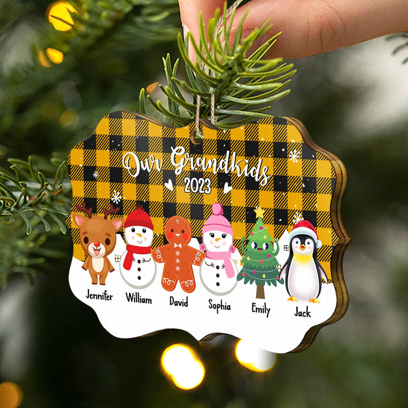 Nos petits-enfants - Noël, cadeau d'amour pour les grands-parents, grand-mère, grand-père, famille - Décoration en bois médaillon personnalisée