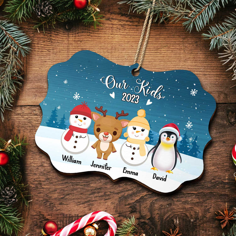 Nos petits-enfants - Noël, cadeau d'amour pour les grands-parents, grand-mère, grand-père, famille - Décoration en bois médaillon personnalisée