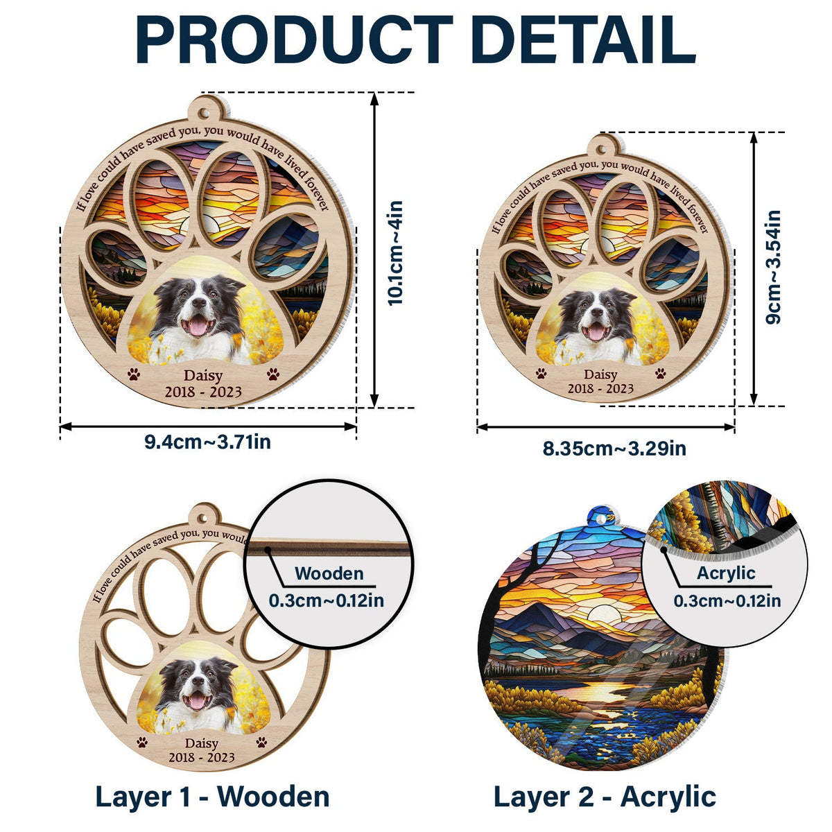 Custom Pet Stained Glass Memorial Suncatcher