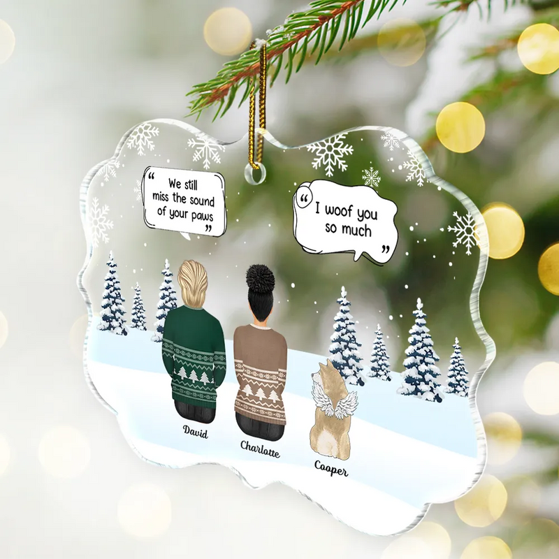 Tu me manques - Cadeau commémoratif de Noël pour les amoureux des animaux, maman chien, papa chien, maman chat, papa chat - Ornement médaillon acrylique personnalisé