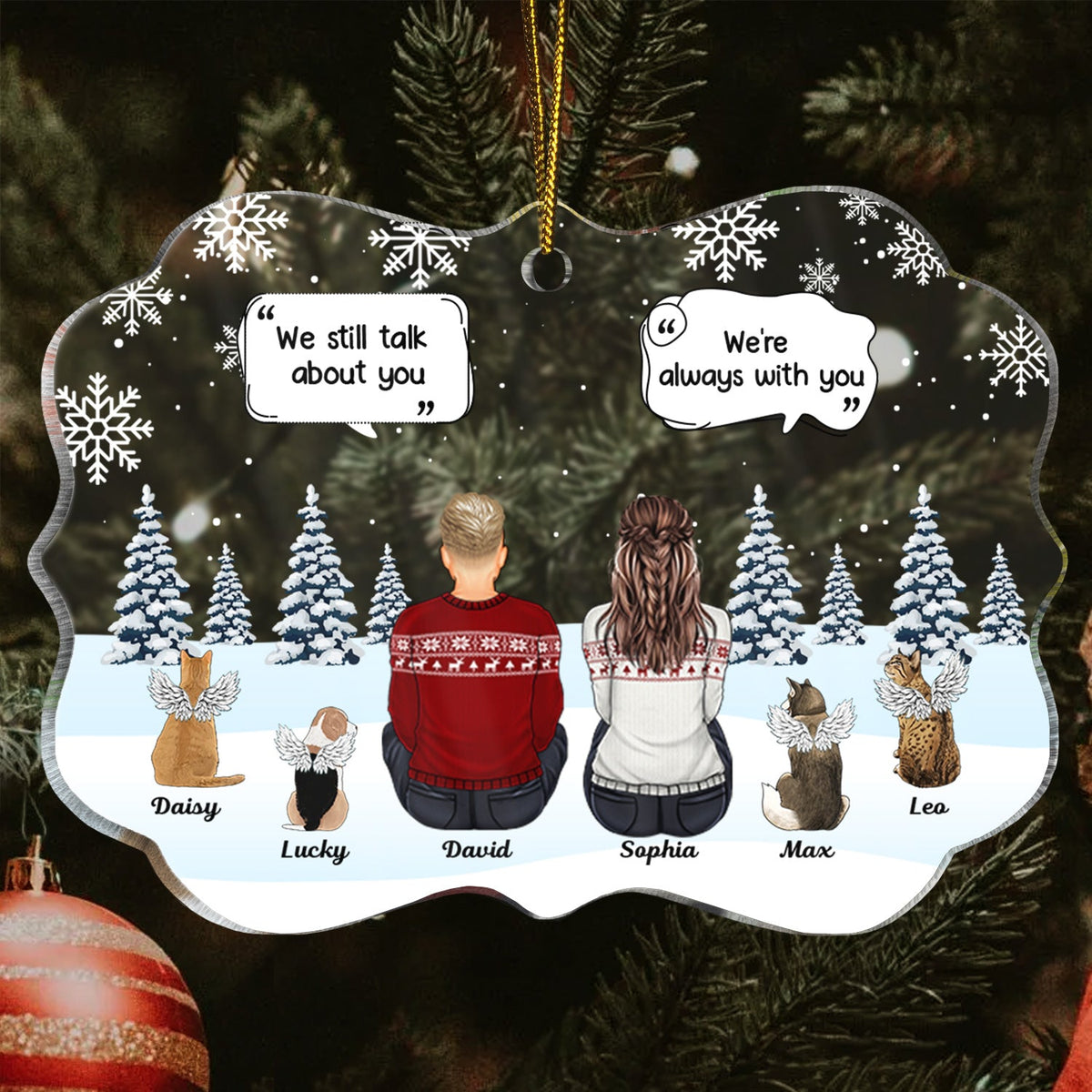 Tu me manques - Cadeau commémoratif de Noël pour les amoureux des animaux, maman chien, papa chien, maman chat, papa chat - Ornement médaillon acrylique personnalisé