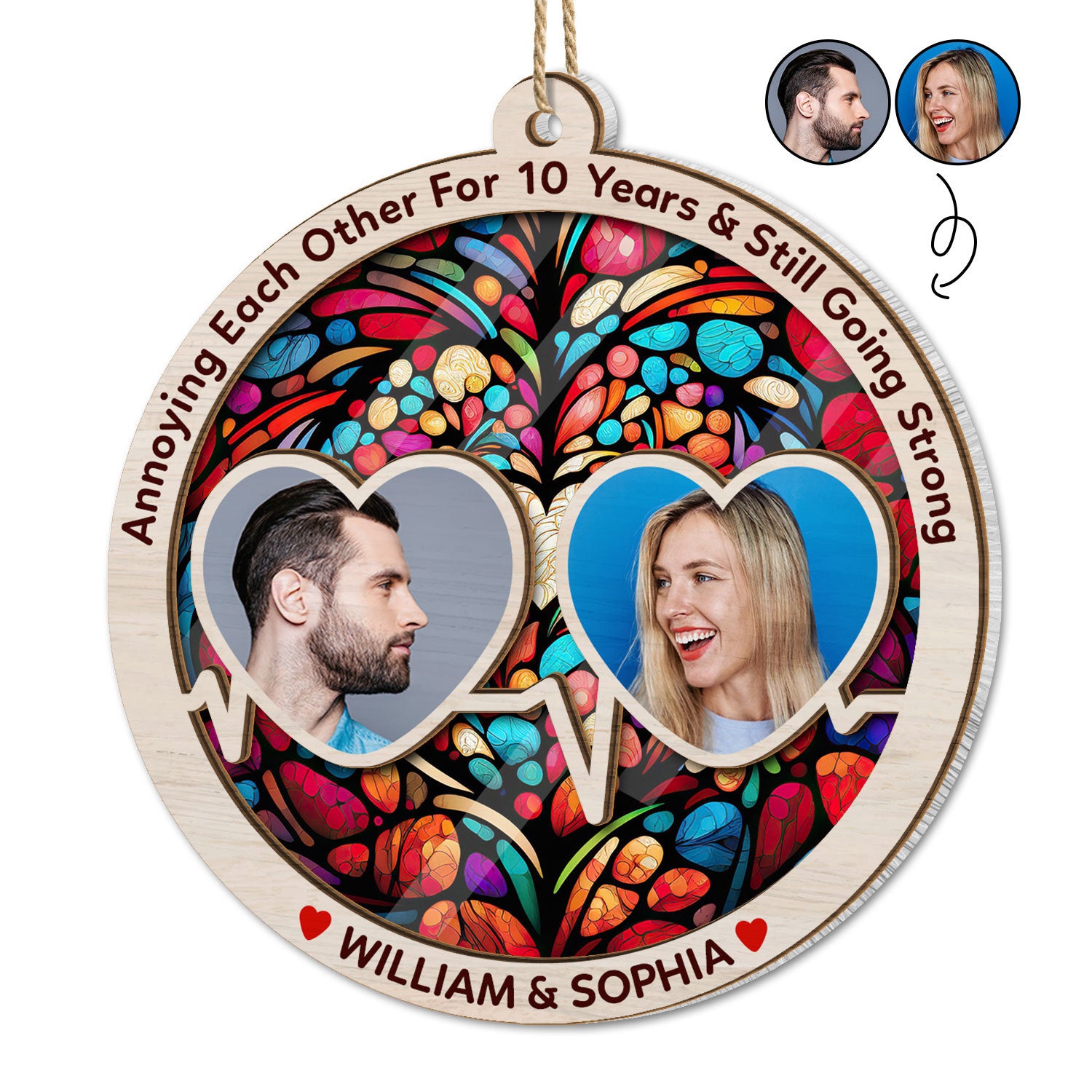 Custom Photo Annoying Each Other For Years - Christmas Gift For Couples, Spouse, Lover, Husband, Wife, Boyfriend, Girlfriend - Personalized Suncatcher Ornament
