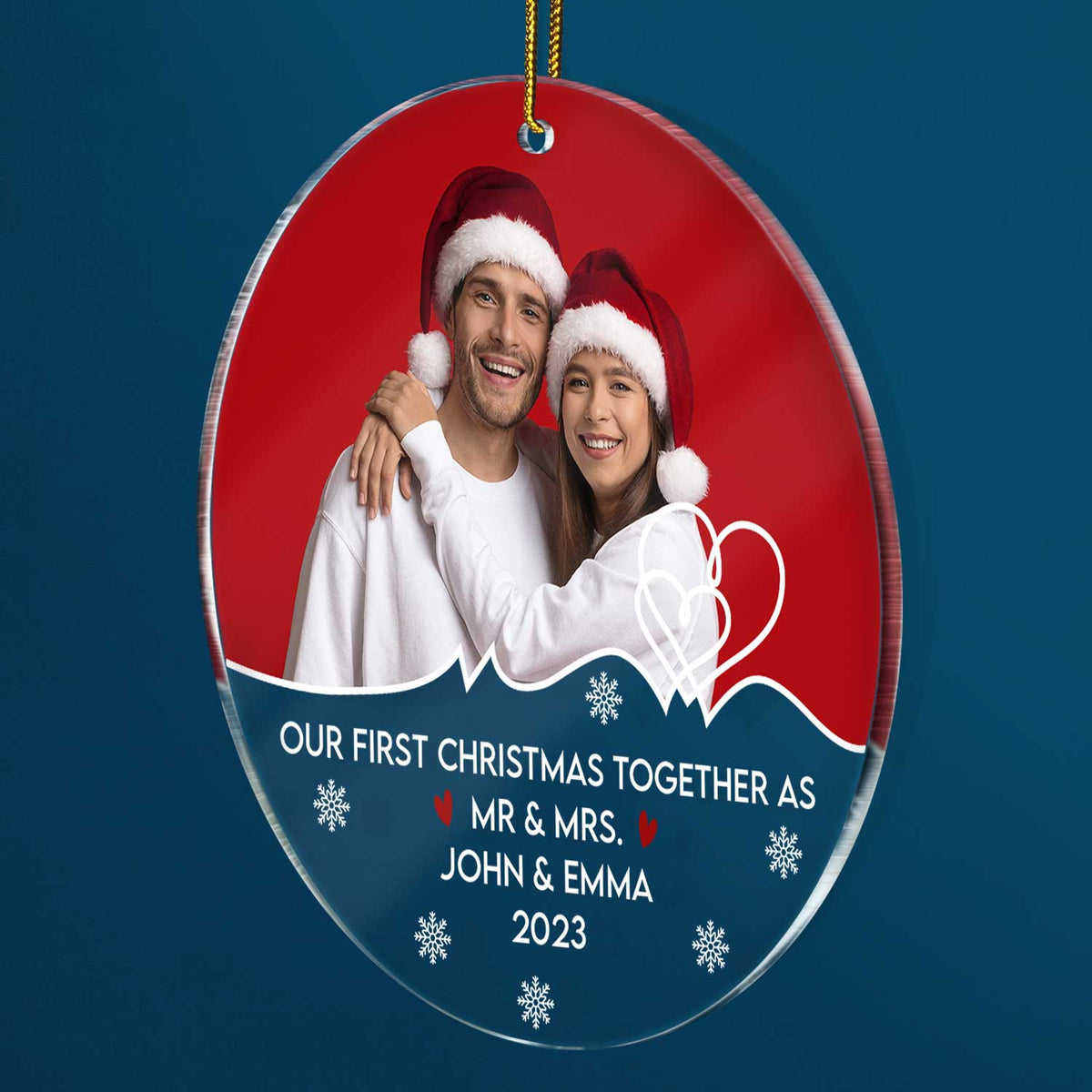 Custom Photo Our First Christmas Together - Christmas Gift For Couples, Spouse, Lover, Husband, Wife, Boyfriend, Girlfriend - Personalized Circle Acrylic Ornament