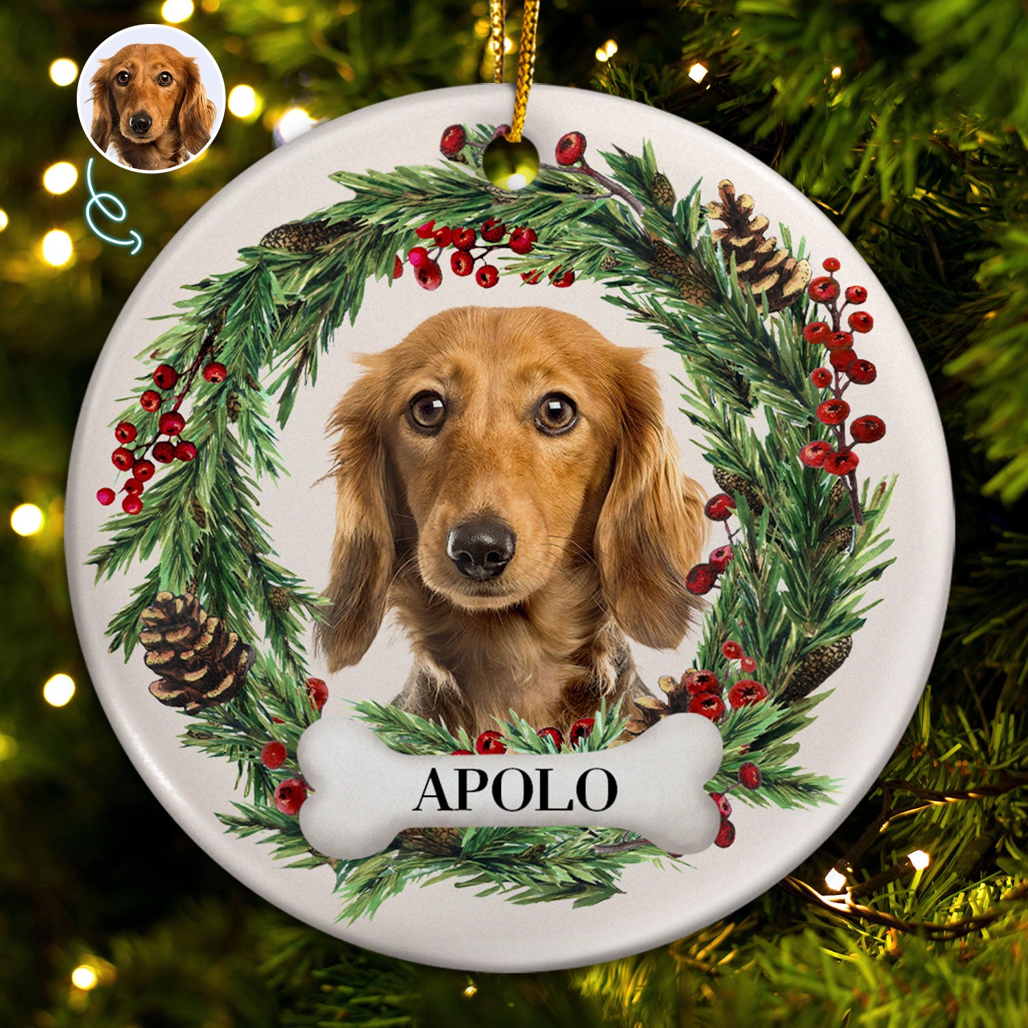 Personalized Pet Ornament - Floral Wreath – PoochPrints