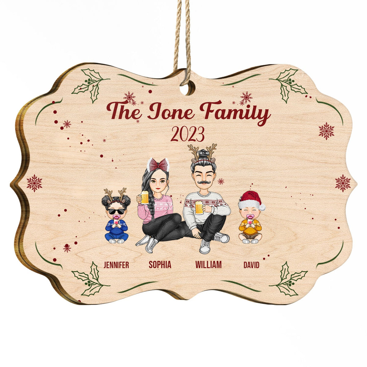 The Family 2023 - Christmas Gift For Family - Personalized Medallion Wooden Ornament