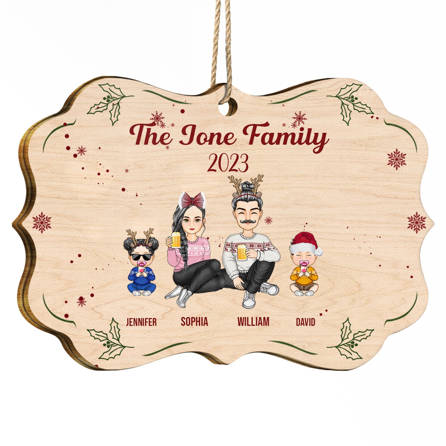 The Family 2023 - Christmas Gift For Family - Personalized Medallion Wooden Ornament