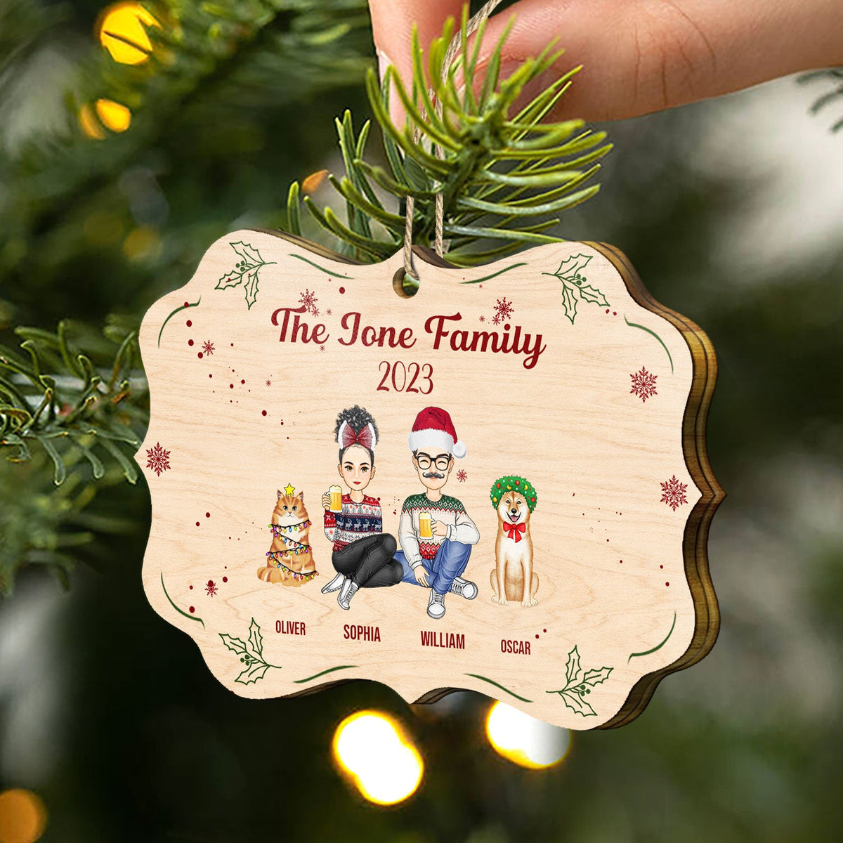 The Family 2023 - Christmas Gift For Family - Personalized Medallion Wooden Ornament
