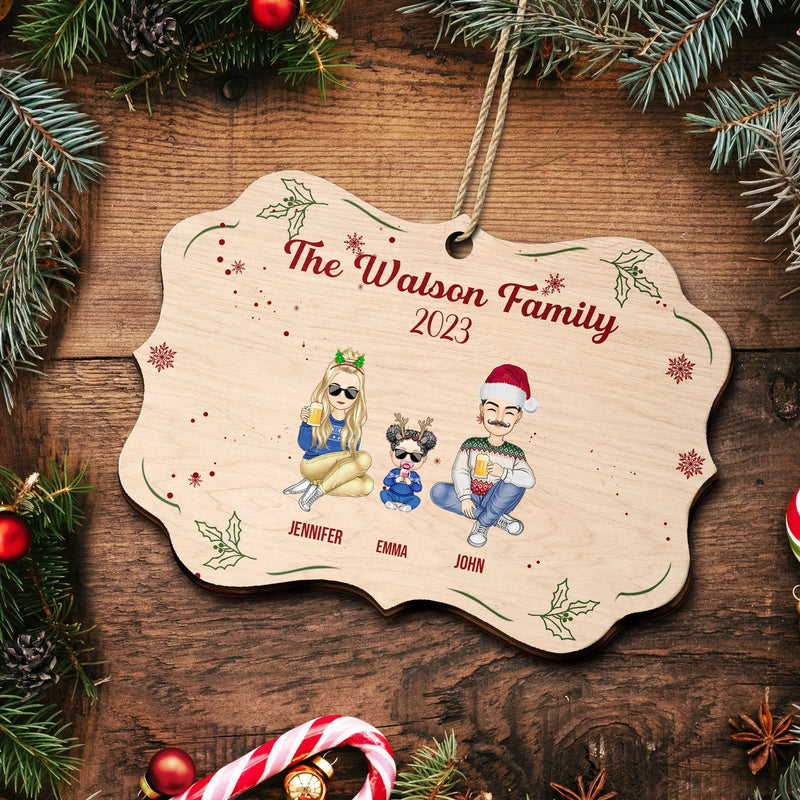 The Family 2023 - Christmas Gift For Family - Personalized Medallion Wooden Ornament