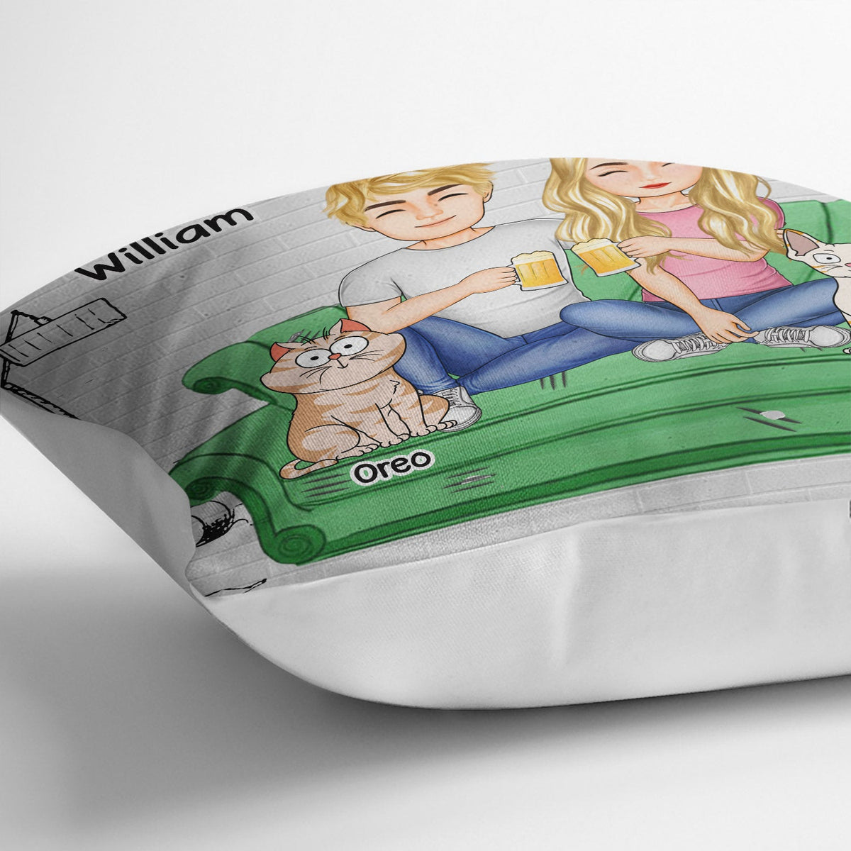 Toi, moi et les chats - Cadeau pour les amoureux des chats - Oreiller personnalisé