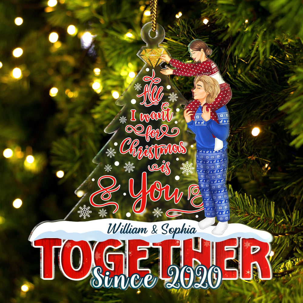 All I Want For Christmas Is You - Gift For Couples - Personalized Cutout Acrylic Ornament