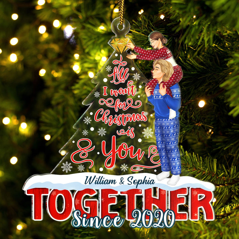 All I Want For Christmas Is You - Gift For Couples - Personalized Cutout Acrylic Ornament