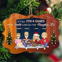 It's All Fun And Games Until Santa Checks The Naughty List - Christmas Gift For Bestie, Sibling, Colleague, Best Friend - Personalized Medallion Wooden Ornament