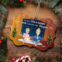 It's All Fun And Games Until Santa Checks The Naughty List - Christmas Gift For Bestie, Sibling, Colleague, Best Friend - Personalized Medallion Wooden Ornament