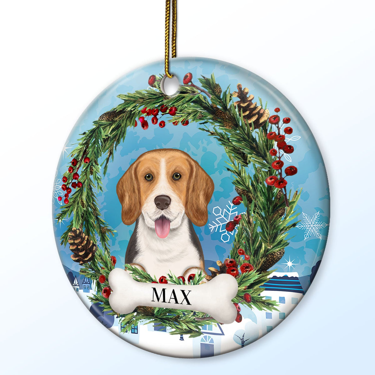 Adorables chiens et chats - Cadeau commémoratif de Noël pour les amoureux des animaux - Ornement rond en céramique personnalisé