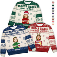 Règles de la fratrie - Cadeau de Noël pour sœur, frère, frères et sœurs, famille - Pull moche unisexe personnalisé