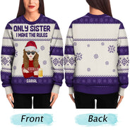 Règles de la fratrie - Cadeau de Noël pour sœur, frère, frères et sœurs, famille - Pull moche unisexe personnalisé