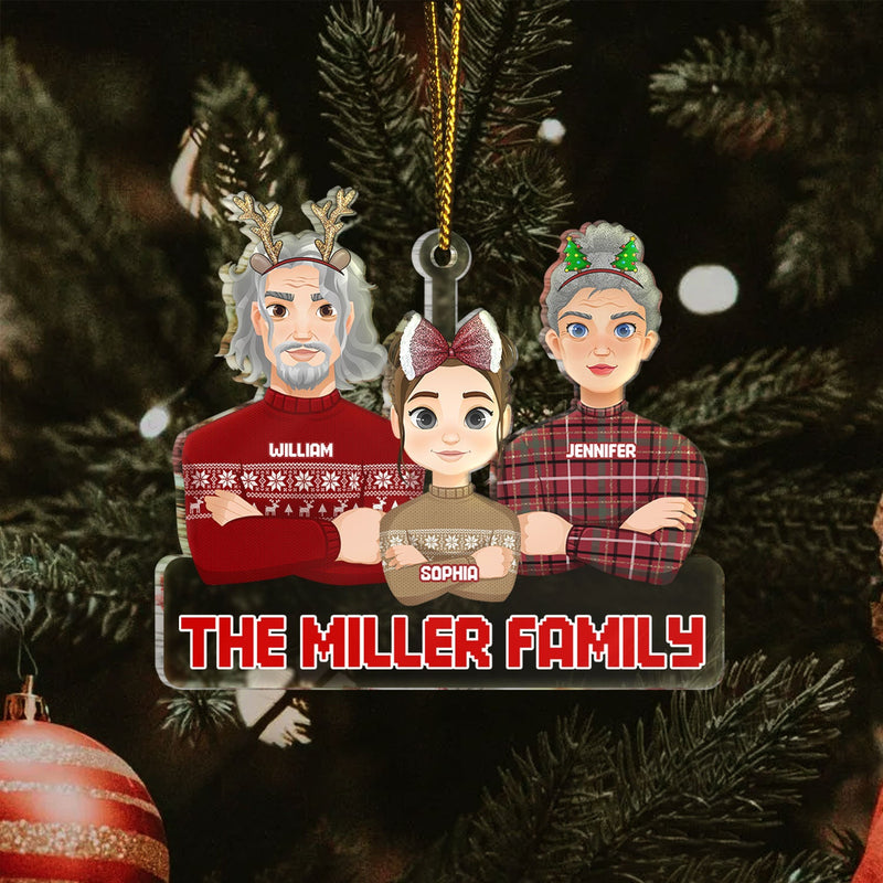 Flat Art Semi-real Pet - Christmas Gift For Family, Couple, Parents, Grandparents, Dog, Cat Lovers - Personalized Cutout Acrylic Ornament