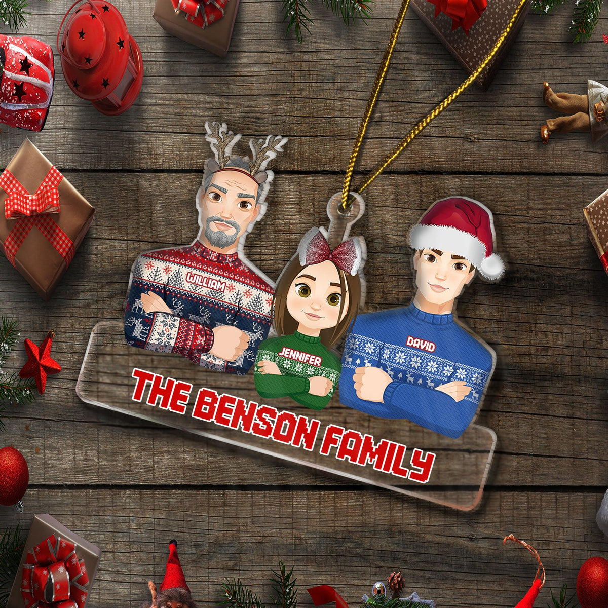 Flat Art All - Christmas Gift For Family, Couple, Parents, Grandparents - Personalized Cutout Acrylic Ornament