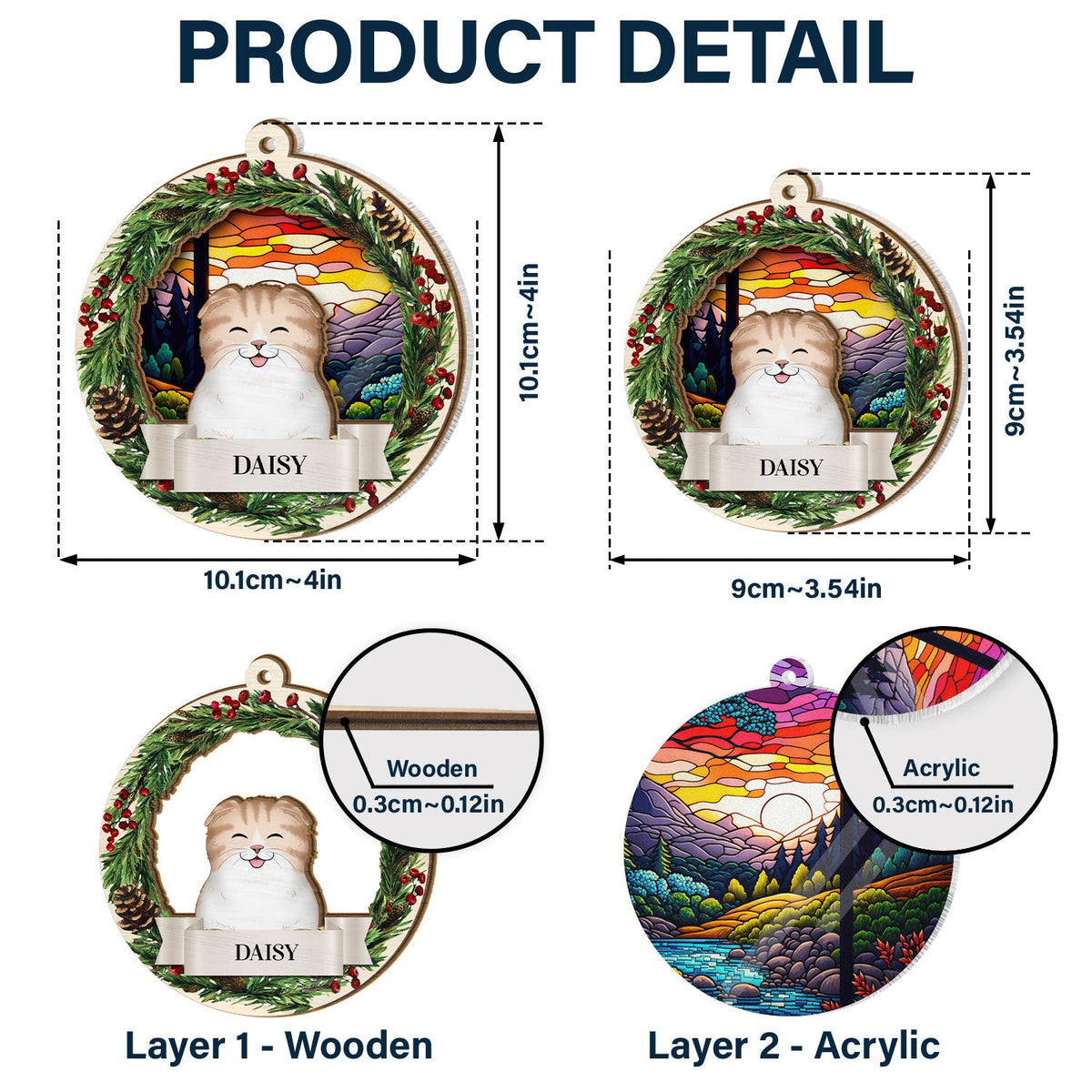 Lovely Dogs Cats - Christmas Memorial Gift For Pet Lovers - Personalized Suncatcher Ornament